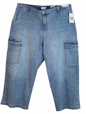 Jessica Simpson Y2K Cargo Capri Jeans Womens 18W Denim Cropped Utility Pants